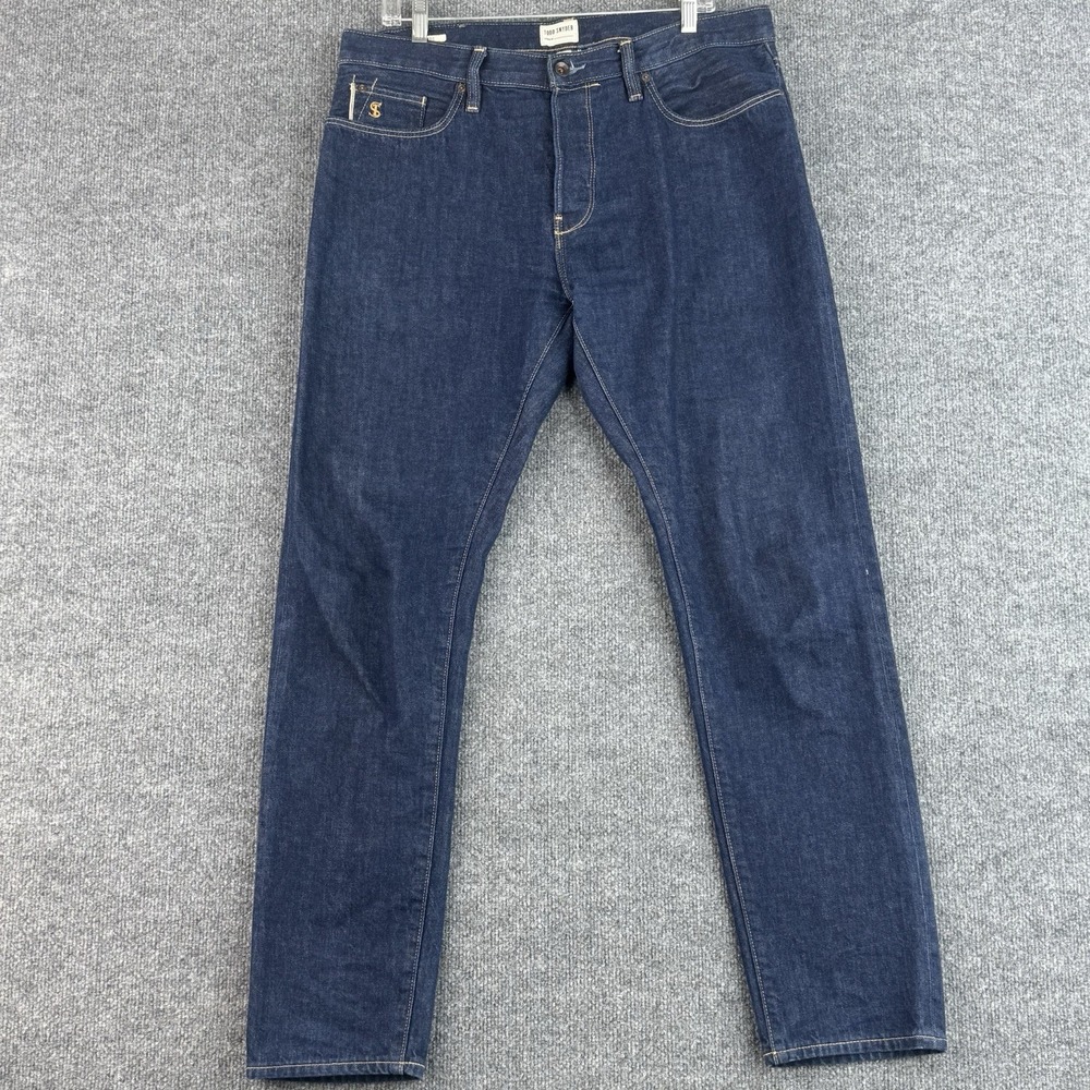 Todd Snyder Selvedge Dark Jeans Mens 34x32 Indigo Slim Fit 12.5oz Button Fly
